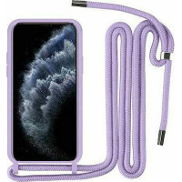 Θήκη Σιλικόνης Soft Για Apple iPhone 12 Pro Max Με Κορδόνι Μωβ