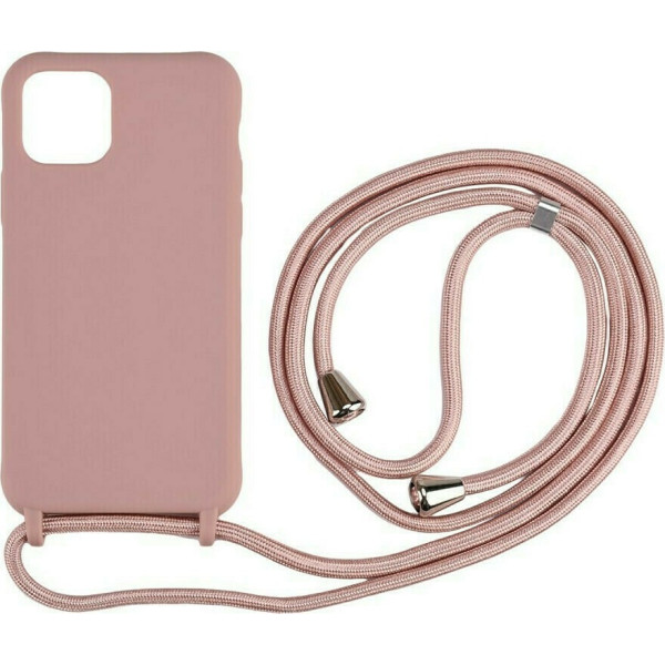 Θήκη Σιλικόνης με Κορδόνι για Για Apple iPhone 14 Pro Max Ροζ