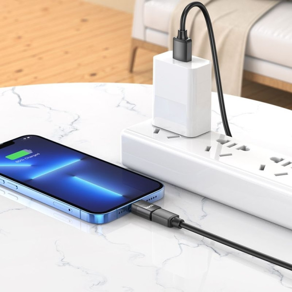 Αντάπτορας Hoco UA17 Lighnting σε USB-C Μαύρο Υποστηρίζει Φόρτιση 2A και Μεταφορά Δεδομένων