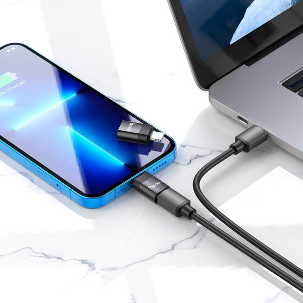 Αντάπτορας Hoco UA17 Lighnting σε USB-C Μαύρο Υποστηρίζει Φόρτιση 2A και Μεταφορά Δεδομένων