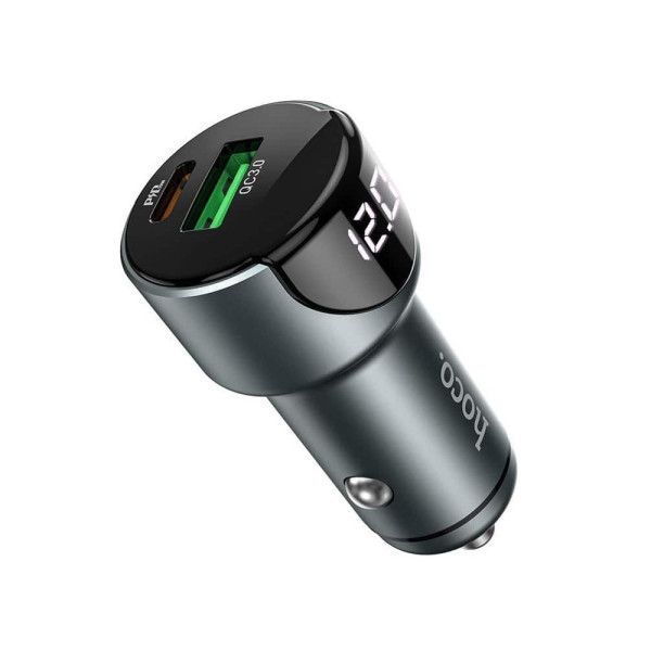 Hoco Φορτιστής Αυτοκινήτου Μαύρος Z42 20W Συνολικής Έντασης 3A Γρήγορης Φόρτισης με Θύρες: 1xUSB 1xType-C και Βολτόμετρο Μπαταρίας Γκρι Hoco Φορτιστής Αυτοκινήτου Μαύρος Z42 20W Συνολικής Έντασης 3A Γρήγορης Φόρτισης με Θύρες: 1xUSB 1xType-C και Βολτόμετρο Μπαταρίας Γκρι