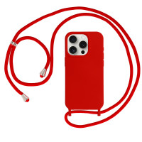 Θήκη Σιλικόνης με Κορδόνι για Για Apple iPhone 15 Pro Max Κόκκινη