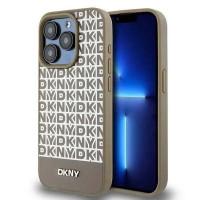 DKNY DKHMP15XPSOSPW Pu Leather Repeat Pattern Bottom Stripe Magsafe Case Iphone 15 Pro Max Brown