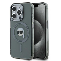 Θήκη Karl Lagerfeld IML Karl Head Metal Frame MagSafe για iPhone 15 Pro Max, μαύρη KLHMP15XHLSKIK