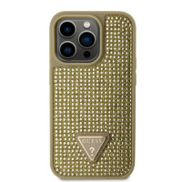Θήκη Guess Rhinestones Triangle Metal Logo για iPhone 15 Pro Gold GUHCP15LHDGTPD
