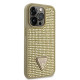 Θήκη Guess Rhinestones Triangle Metal Logo για iPhone 15 Pro Gold GUHCP15LHDGTPD