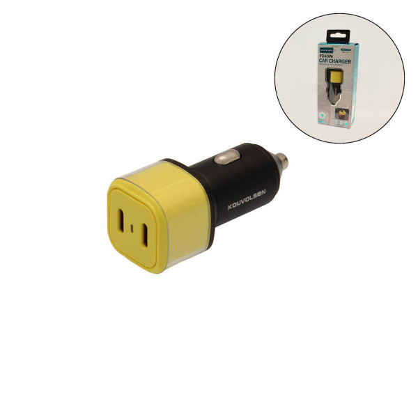 KOUVOLSEN KOS-5029 Φορτιστής Αυτοκινήτου 60W 2.5A Γρήγορης Φόρτισης με Θύρες: 2xType-C Μαύρος