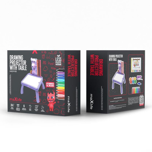 Maxlife projector with drawing table MXDP-100 purple - Προβολέας με τραπέζι σχεδίασης σε μωβ χρώμα