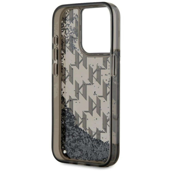 Θήκη Karl Lagerfeld Liquid Glitter Monogram Gradient για iPhone 15 Pro Max, μαύρη KLHCP15XLKLGKCCK
