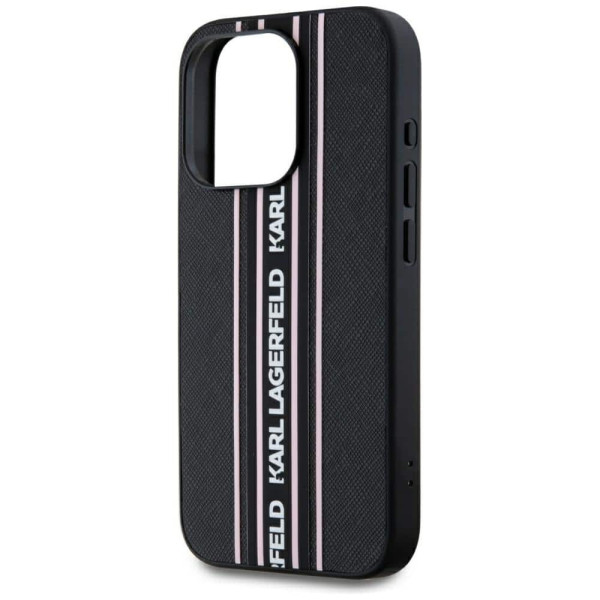 Case Karl Lagerfeld Saffiano Athleisure Stripes Cord for iPhone 15 Pro Max pink(KLHCP15XPAMSCNSP)