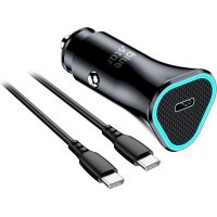 Φορτιστής Αυτοκινήτου Blue Star USB C QC3.0 PD AFC 3A 20W + Καλώδιο USB C σε USB C Μαύρο
