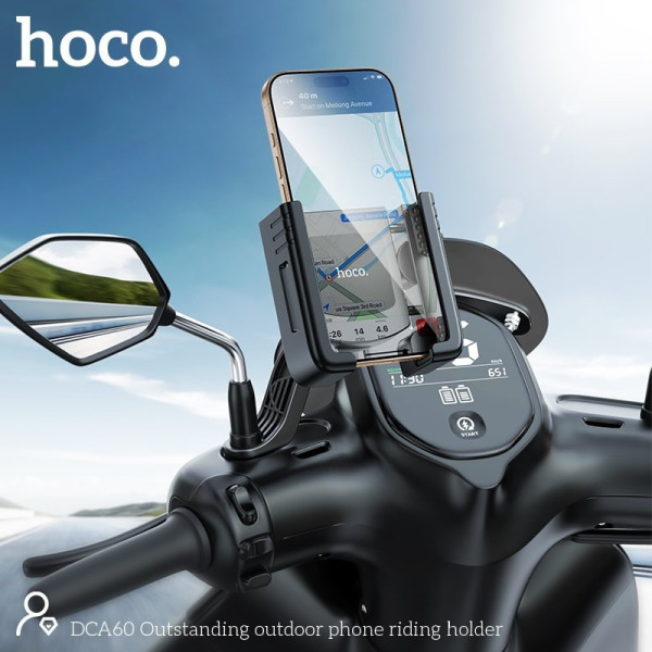 Hoco DCA60 Βάση Κινητού Μηχανής με Ρυθμιζόμενο Βραχίονα για τον Καθρέπτη