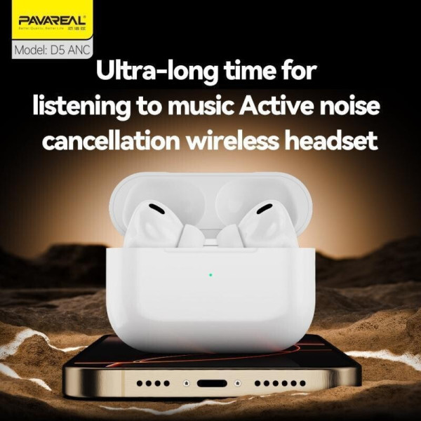 Pavareal D5 In-ear Bluetooth Handsfree Ακουστικά με Θήκη Φόρτισης Λευκά