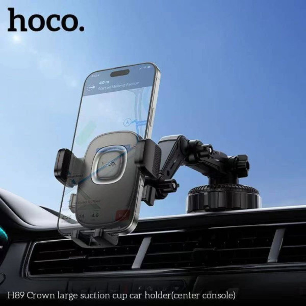 Hoco H89 Βάση Τηλεφώνου Crown Large Αυτοκίνητο Βεντούζα Μαύρη