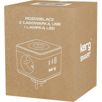 Πολύπριζο Aσφαλείας 2 Θέσεων Power strip 2-socket + USB-A+USB-C charger + LED lamp 16A/250V~ KERG Smart white