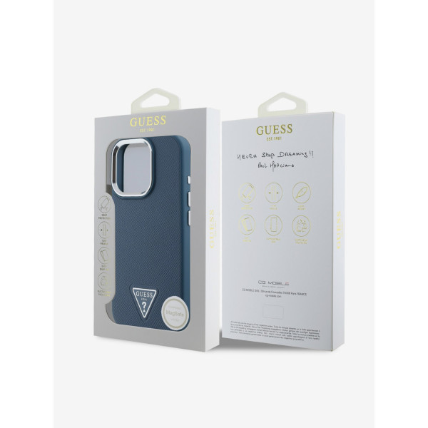 Θήκη Guess PU με ανάγλυφο τρίγωνο λογότυπο για iPhone 16 Pro Μπλε (GUHMP16LPGTSPSB)