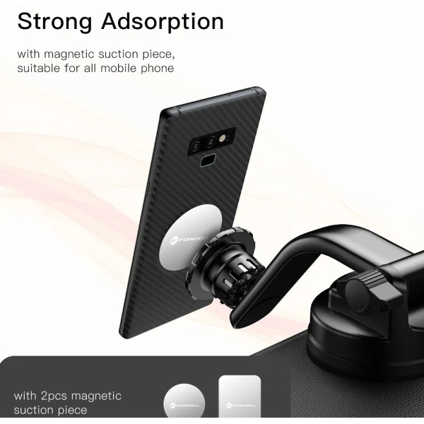 Μαγνητική βάση αυτοκινήτου Forcell F-Grip MagLuxe για Παρμπρίζ/Ταμπλό/Αεραγωγό, Μαύρη Μαγνητική βάση αυτοκινήτου Forcell F-Grip MagLuxe για Παρμπρίζ/Ταμπλό/Αεραγωγό, Μαύρη