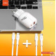Γρήγορος φορτιστής Moxom MX-HC200 20W PD με καλώδιο Type-C σε Type-C Λευκός