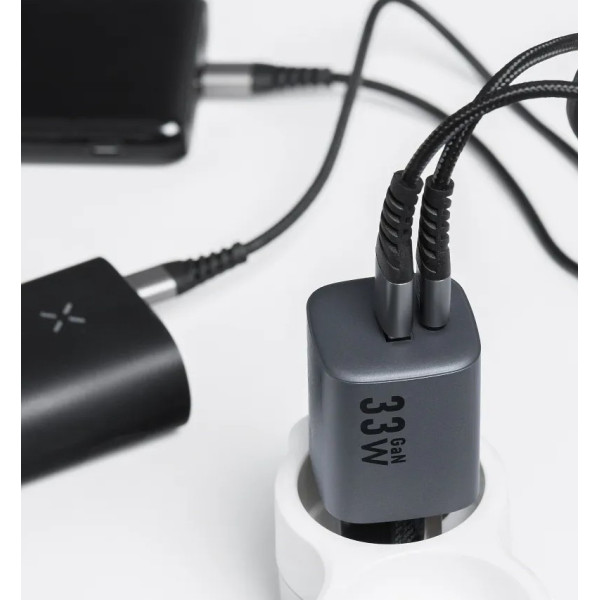 Φορτιστής τηλεφώνου Forcell F-Energy GaN USB C + USB A QC4.0 PD 3A 33W VT-31 σε γκρι χρώμα Φορτιστής τηλεφώνου Forcell F-Energy GaN USB C + USB A QC4.0 PD 3A 33W VT-31 σε γκρι χρώμα