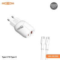 Γρήγορος φορτιστής Moxom MX-HC200 20W PD με καλώδιο Type-C σε Type-C Λευκός