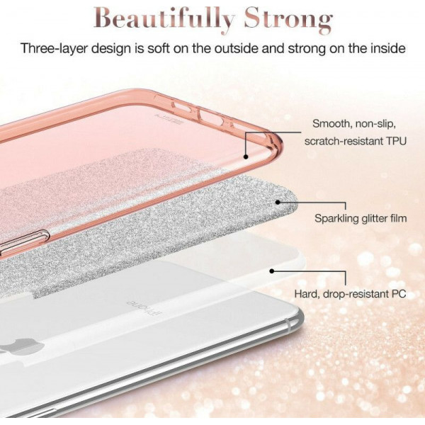 ESR Makeup Glitter Θήκη Σιλικόνης Apple iPhone 11 Pro Max - Coral