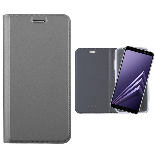 ΘΗΚΗ SAMSUNG A8 2018 A530 PRIME MAGNET BOOK STAND DARK GREY IDOL