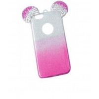 Back Cover Σιλικόνης Glitter Ears As Mickey Ροζ iphone 7