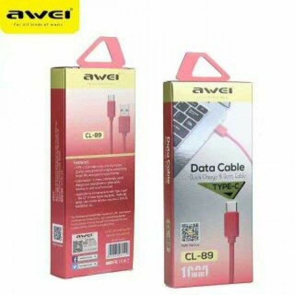 Awei Regular USB TYPE-C Cable Κόκκινο 1m (CL-89)