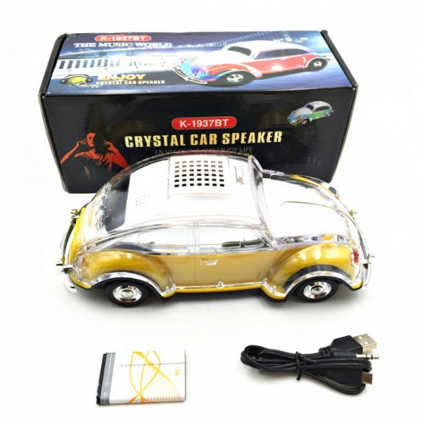 WS-1937 Mini Led Crystal Car Speaker With USB and TF Λευκό
