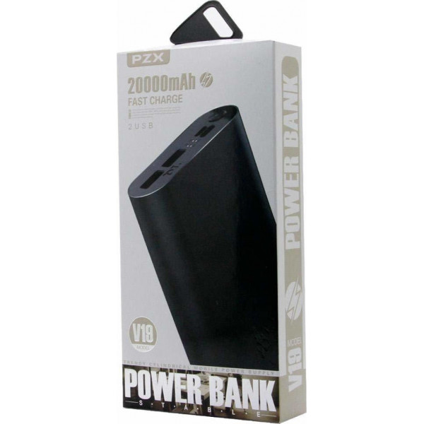 PZX V19 Power Bank 20000mAh με 3 Θύρες USB-A Μαύρο