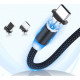 Wozinsky LED Magnetic USB to Lightning /Type-C /micro USB Cable 1m - Μαύρο (WMC-01)