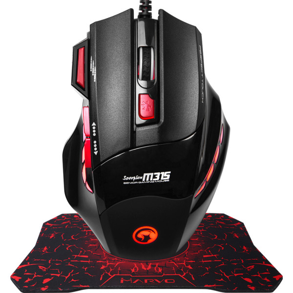 MARVO Scorpion M315 + G1 Gaming Ποντίκι Gaming Mouse with Backlight + Mousepad Set Μαύρο