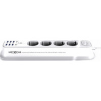 Πολύπριζο MOXOM MX-ST05 με 4 Πρίζες Ρεύματος,6 Θύρες USB, 2 Θύρες Type C 3.4Α και Καλώδιο 2m - Λευκό