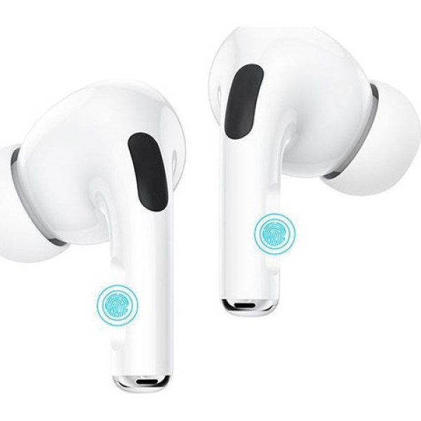 Borofone BW03 Plus In-ear Bluetooth Handsfree Ακουστικά με Θήκη Φόρτισης Λευκά