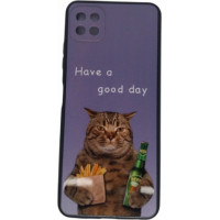 Θήκη Σιλικόνης Για Samsung Galaxy A22 5G Μώβ Με Σχέδιο Γάτα Have A Good Day