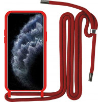 Θήκη Σιλικόνης Soft Για Apple iPhone 12 Pro Max  Με Κορδόνι Κόκκινη