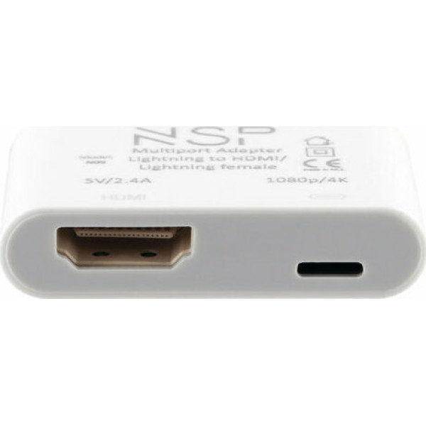 NSP N09 CABLE LIGHTNING TO DIGITAL AV ADAPTER HDMI/LIGHTNING FEMALE 2.4A HD 1080P/4K WHITE