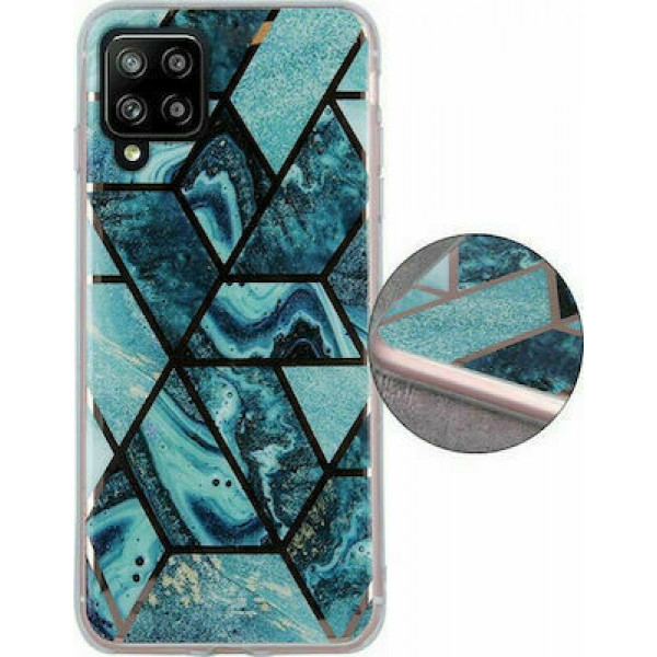  Θήκη Σιλικόνης Geometric Marmur Case Για Samsung Galaxy A12 / M12 / F12 Τυρκουάζ