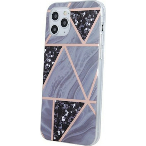 Θήκη Σιλικόνης Geometric Marmur Case Για Samsung Galaxy A12 / M12 / F12 Graphite Μωβ