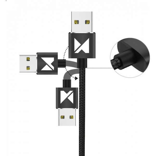 Wozinsky LED Magnetic USB to Lightning /Type-C /micro USB Cable 1m - Μαύρο (WMC-01)