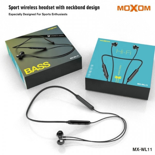Moxom MX-WL11 Earbud Bluetooth Handsfree Ακουστικά Άθλησης Μαύρα