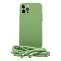 Θήκη Σιλικόνης με Κορδόνι για Apple iPhone 12 Pro Max Green