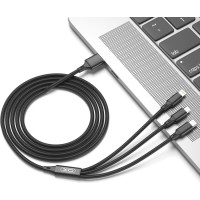 XO NB173 3in1 USB to Lightning / Type-C / micro USB 2.4A Καλώδιο Φόρτισης 1.2m Black