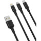 XO NB173 3in1 USB to Lightning / Type-C / micro USB 2.4A Καλώδιο Φόρτισης 1.2m Black