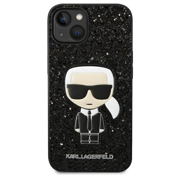 Karl Lagerfeld Glitter Flakes Ikonik Case for iPhone 14 Plus Black