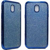 Θήκη  Σιλικόνης με Glitter και περιμετρικά Strass Για Samsung Galaxy J7 2017 Μπλε