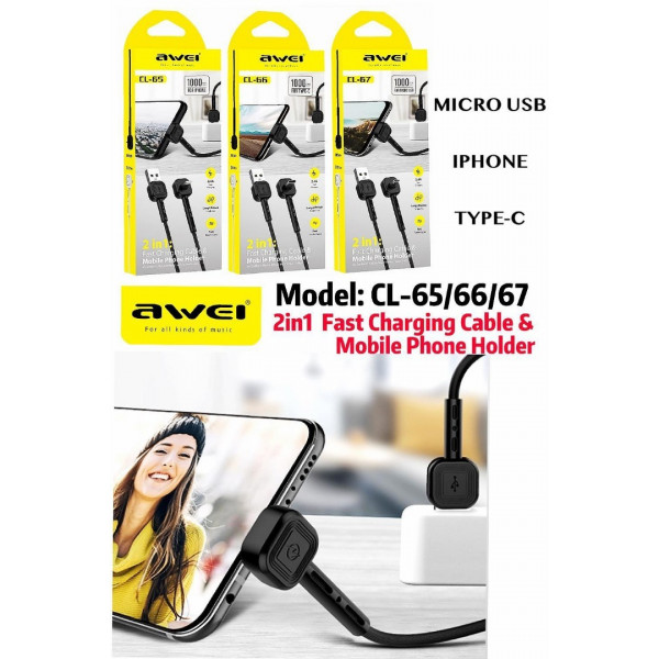 Awei Fast Charging Cable And Mobile Holder For iPhone CL-65