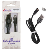 LIGHTNING USB ΦΟΡΤΙΣΗΣ-DATA MAGNETIC BRAIDED 2.1A 1m BLACK VOLTE VCD07