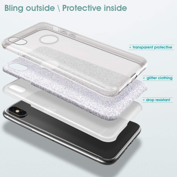 Hybrid Strass Full Silver Case For iPhone Xs Max