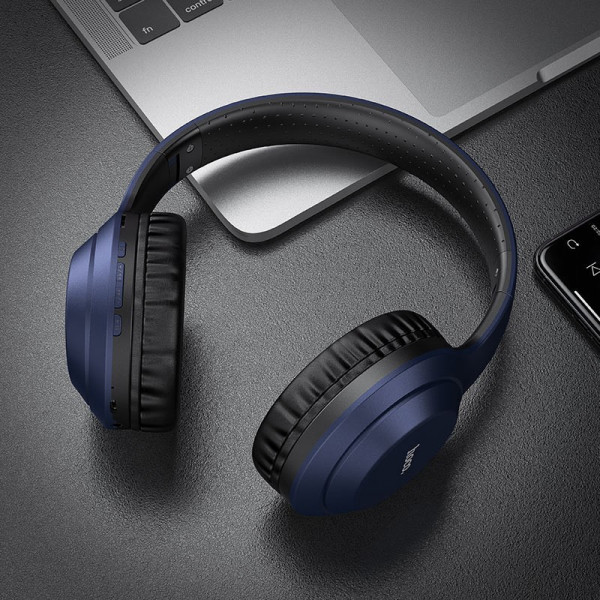 Wireless Ακουστικά Stereo Hoco W30 Fun Μove V5.0 Μπλε με Μικρόφωνο, υποδοχή Micro SD, AUX & Πλήκτρα Ελέγχου